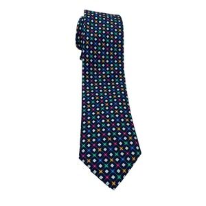 John Craig Tie Mens 3.5"x 60" Black W/ Multicolor Shapes Italy Made Tie (TC21)